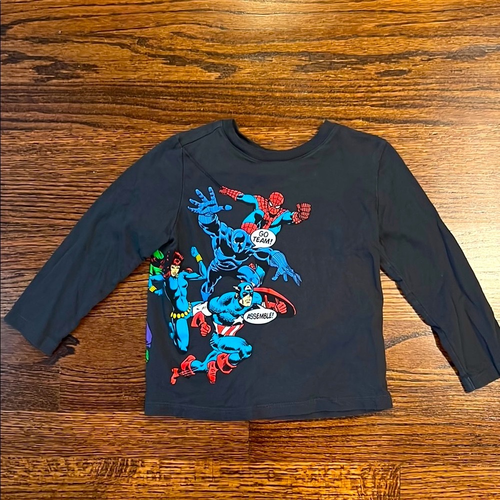 Old Navy Black and Blue Superhero Spider-Man Graphic Long Sleeve Tee